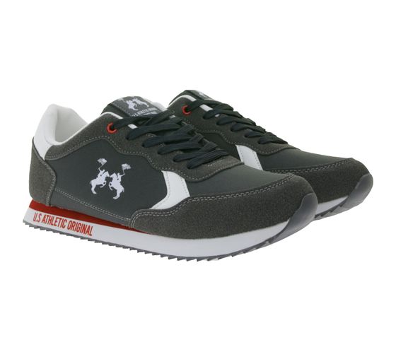 U.S. ATHLETIC Speed ​​Run Men's Sports Sneakers in Canvas/Suede Look, Lace-Up Shoes, Dark Gray