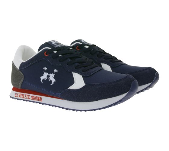 U.S. Athletic Speed ​​Run Men's Sports Sneakers in Canvas Suede Look Lace-up Shoes Trainers Navy/Red/White/Grey
