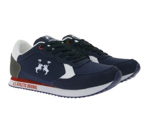 U.S. Athletic Speed ​​Run Men's Sports Sneakers in Canvas Suede Look Lace-up Shoes Trainers Navy/Red/White/Grey