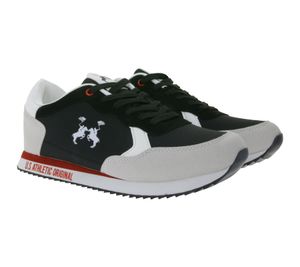 U.S ATHLETIC Speed Run Herren Sport-Sneaker in Canvas-Wildlederoptik Schnür-Schuhe Turnschuhe Schwarz/Grau/Weiß