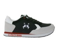 U.S ATHLETIC Speed Run Herren Sport-Sneaker in Canvas-Wildlederoptik Schnür-Schuhe Turnschuhe Schwarz/Grau/Weiß