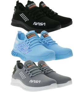BEYOND THE RAINBOW Herren Freizeit-Sneaker mit NASA Schriftzug Alltags-Schuhe Turnschuhe in Blau, Schwarz oder Grau