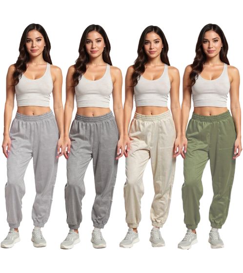 ZEGY Women's Jogging Pants - Comfortable Sweatpants with Side Pockets - Cotton Trousers 1068 in Beige, Gray, or Khaki