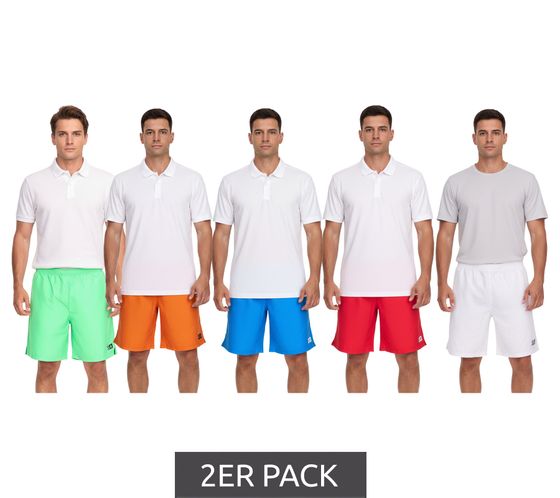 2er Pack Outfitter OCEAN FABRICS Trainings-Shorts für Herren nachhaltige Sport-Hose Tahi Match OUT-M-1032-OTW in Weiß, Rot, Blau, Orange oder Grün