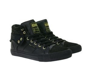 BRITISH KNIGHTS Roco Damen Mid-Top Sneaker mit Leoparden-Muster Schnür-Schuhe mit hoch- oder umklappbaren Schaft B48-3709-02 Schwarz