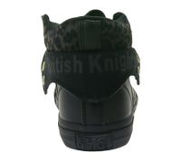 BRITISH KNIGHTS Roco Damen Mid-Top Sneaker mit Leoparden-Muster Schnür-Schuhe mit hoch- oder umklappbaren Schaft B48-3709-02 Schwarz