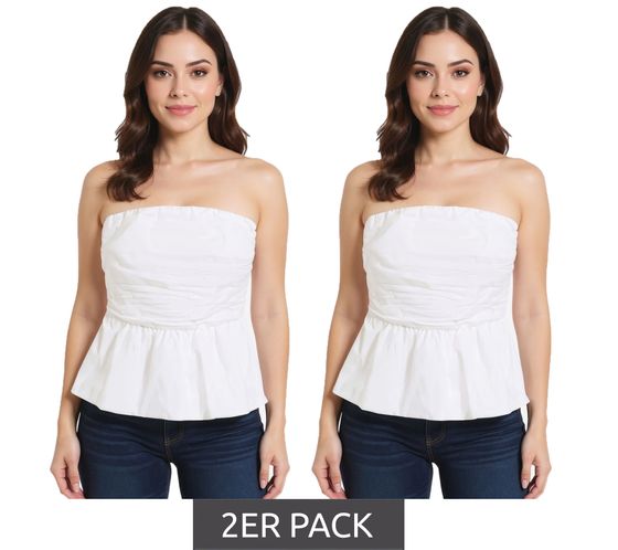 2-Pack Women's Summer Blouse with Off-Shoulder and Balloon Hem Off-Shoulder Shirt 948494 White