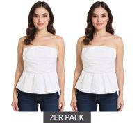 2-Pack Women's Summer Blouse with Off-Shoulder and Balloon Hem Off-Shoulder Shirt 948494 White