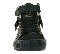 BRITISH KNIGHTS Roco Kinder Mid-Top Sneaker mit Geparden-Muster Schnür-Schuhe mit hoch- oder umklappbaren Schaft Teenager Mädchen B48-3709C-01 Schwarz