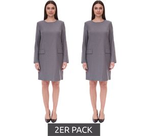 2-Pack Women's Sustainable Dress with Shoulder Pads, Wool Blend Business Dress, Mini Dress 956968 Gray