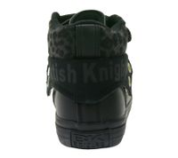 BRITISH KNIGHTS Roco Kids' Mid-Top Sneakers with Leopard Print, Lace-Up Shoes with Fold-Down Cuff, Teen Girls' Style B48-3709C-02 Black
