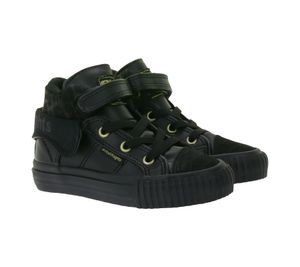 BRITISH KNIGHTS Roco Baby Mid-Top Sneakers with Leopard Print, Toddler Lace-Up Shoes with Fold-Down Cuff, Girls' Style B48-3709I-02, Black