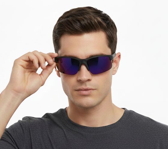 Occhiali da sole sportivi Champion da uomo, occhiali sportivi polarizzati, occhiali da vacanza, categoria di filtro 3, CU514102, nero/viola