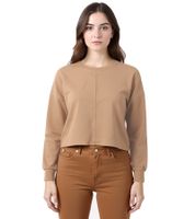 Pull court à manches longues ZEGY pour femme, en coton simple, modèle 1067, rose ou marron