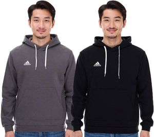 adidas Entrada 22 Hoody Men's Sustainable Cotton Hoodie with Kangaroo Pocket, Black or Gray