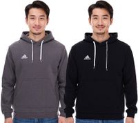 adidas Entrada 22 Hoody Men's Sustainable Cotton Hoodie with Kangaroo Pocket, Black or Gray