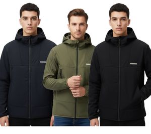 NAPAPIJRI A-Biois atmungsaktive Softshell-Jacke Herren Übergangs-Jacke mit Kapuze Schwarz, Khaki oder Dunkelblau