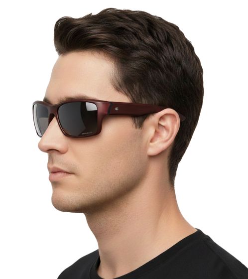 Lunettes de soleil Champion pour homme, lunettes décontractées polarisées, lunettes de vacances, catégorie de filtre 3, CU514303, rouge bordeaux/noir