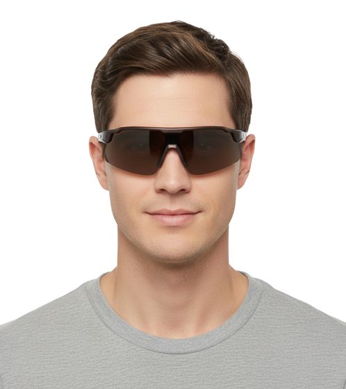Champion Sport Sunglasses for Men, Mirrored Lenses, Polarized, Category 3, CU514004 Brown