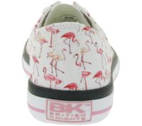 BRITISH KNIGHTS Master Lo Women's Low-Top Sneakers with Flamingo Print, Canvas Lace-Up Shoes B49-3721-03 White