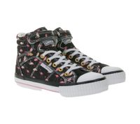 BRITISH KNIGHTS Dee Kids' Mid-Top Sneakers with Flamingos, Girls' Lace-Up Shoes with Reinforced Toe B48-3728I-01 Black/Pink/White