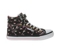 BRITISH KNIGHTS Dee Kids' Mid-Top Sneakers with Flamingos, Girls' Lace-Up Shoes with Reinforced Toe B48-3728I-01 Black/Pink/White