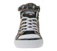 BRITISH KNIGHTS Dee Kids' Mid-Top Sneakers with Flamingos, Girls' Lace-Up Shoes with Reinforced Toe B48-3728I-01 Black/Pink/White