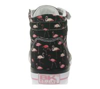 BRITISH KNIGHTS Dee Kids' Mid-Top Sneakers with Flamingos, Girls' Lace-Up Shoes with Reinforced Toe B48-3728I-01 Black/Pink/White