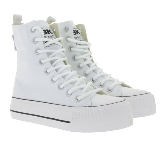 BRITISH KNIGHTS Kaya High Women's High-Top Canvas Sneakers with Platform Sole, Lace-Up Shoes with Reinforced Toe B49-3703-01 White