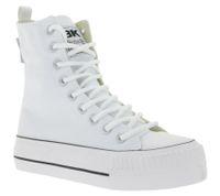 BRITISH KNIGHTS Kaya High Women's High-Top Canvas Sneakers with Platform Sole, Lace-Up Shoes with Reinforced Toe B49-3703-01 White