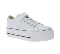 BRITISH KNIGHTS Kaya Low Kids' Low-Top Canvas Sneakers with Reinforced Toe and Platform Lace-Up Shoes B49-3705C-01 White
