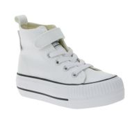 BRITISH KNIGHTS Kaya Mid Kinder Mid-Top Canvas-Sneaker mit verstärktem Zehenbereich Schnür-Schuhe Teenager Jungen Mädchen B49-3709C-02 Weiß