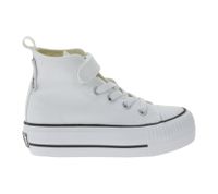 BRITISH KNIGHTS Kaya Mid Kinder Mid-Top Canvas-Sneaker mit verstärktem Zehenbereich Schnür-Schuhe Teenager Jungen Mädchen B49-3709C-02 Weiß