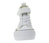BRITISH KNIGHTS Kaya Mid Kinder Mid-Top Canvas-Sneaker mit verstärktem Zehenbereich Schnür-Schuhe Teenager Jungen Mädchen B49-3709C-02 Weiß