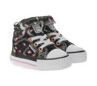 BRITISH KNIGHTS Dee Kleinkinder Mid-Top Sneaker mit Flamingos Mädchen Schnür-Schuhe mit verstärktem Zehenbereich B49-3733I-01 Schwarz/Pink/Weiß
