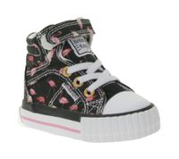 BRITISH KNIGHTS Dee Kleinkinder Mid-Top Sneaker mit Flamingos Mädchen Schnür-Schuhe mit verstärktem Zehenbereich B49-3733I-01 Schwarz/Pink/Weiß