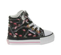 BRITISH KNIGHTS Dee Kleinkinder Mid-Top Sneaker mit Flamingos Mädchen Schnür-Schuhe mit verstärktem Zehenbereich B49-3733I-01 Schwarz/Pink/Weiß