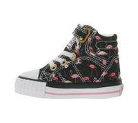 BRITISH KNIGHTS Dee Kleinkinder Mid-Top Sneaker mit Flamingos Mädchen Schnür-Schuhe mit verstärktem Zehenbereich B49-3733I-01 Schwarz/Pink/Weiß