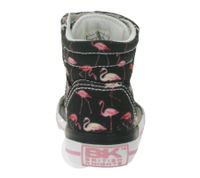 BRITISH KNIGHTS Dee Kleinkinder Mid-Top Sneaker mit Flamingos Mädchen Schnür-Schuhe mit verstärktem Zehenbereich B49-3733I-01 Schwarz/Pink/Weiß