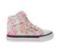BRITISH KNIGHTS Dee Toddler Mid-Top Sneakers with Butterflies, Girls' Lace-Up Shoes with Reinforced Toe B49-3734I-01 White/Pink/Multicolor