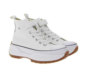 BRITISH KNIGHTS Kaya Mid Fly Kinder Mid-Top Canvas-Sneaker mit gezackter Sohle Schnür-Schuhe Teenager Jungen Mädchen B49-3702C-02 Weiß