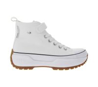 BRITISH KNIGHTS Kaya Mid Fly Kinder Mid-Top Canvas-Sneaker mit gezackter Sohle Schnür-Schuhe Teenager Jungen Mädchen B49-3702C-02 Weiß