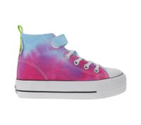 BRITISH KNIGHTS Kaya Mid Kids' Mid-Top Canvas Sneakers with Rainbow Tie-Dye Pattern, Lace-Up Shoes for Teen Boys and Girls, B49-3712C-04, White/Multicolor