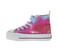 BRITISH KNIGHTS Kaya Mid Kids' Mid-Top Canvas Sneakers with Rainbow Tie-Dye Pattern, Lace-Up Shoes for Teen Boys and Girls, B49-3712C-04, White/Multicolor