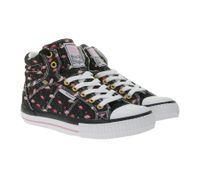 BRITISH KNIGHTS Dee Damen Mid-Top Sneaker mit Flamingos Schnür-Schuhe mit verstärktem Zehenbereich B49-3733-01 Schwarz/Pink/Weiß