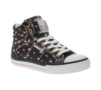 BRITISH KNIGHTS Dee Damen Mid-Top Sneaker mit Flamingos Schnür-Schuhe mit verstärktem Zehenbereich B49-3733-01 Schwarz/Pink/Weiß