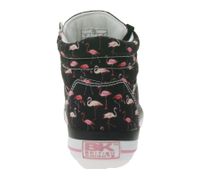 BRITISH KNIGHTS Dee Damen Mid-Top Sneaker mit Flamingos Schnür-Schuhe mit verstärktem Zehenbereich B49-3733-01 Schwarz/Pink/Weiß