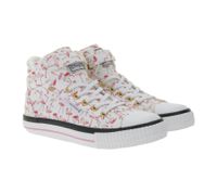 BRITISH KNIGHTS Dee Kinder Mid-Top Sneaker mit Flamingos Mädchen Schnür-Schuhe mit verstärktem Zehenbereich B49-3733C-03 Weiß/Pink/Schwarz