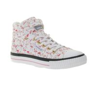 BRITISH KNIGHTS Dee Kinder Mid-Top Sneaker mit Flamingos Mädchen Schnür-Schuhe mit verstärktem Zehenbereich B49-3733C-03 Weiß/Pink/Schwarz