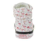 BRITISH KNIGHTS Dee Kinder Mid-Top Sneaker mit Flamingos Mädchen Schnür-Schuhe mit verstärktem Zehenbereich B49-3733C-03 Weiß/Pink/Schwarz